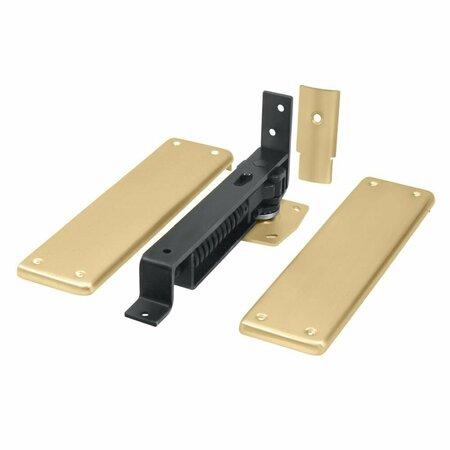 DELTANA Spring Hinge; Double Action with Solid Brass Cover Plates Satin Brass Finish DASH95U4